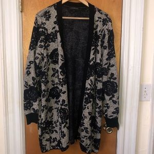 Lane Bryant Floral Duster - Gray & Black